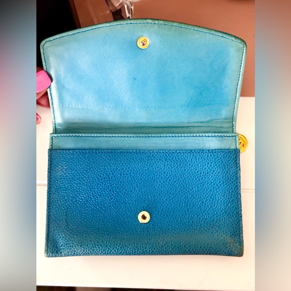 Rare Blue Chanel Timless Caviar Wallet - Picture 7 of 13